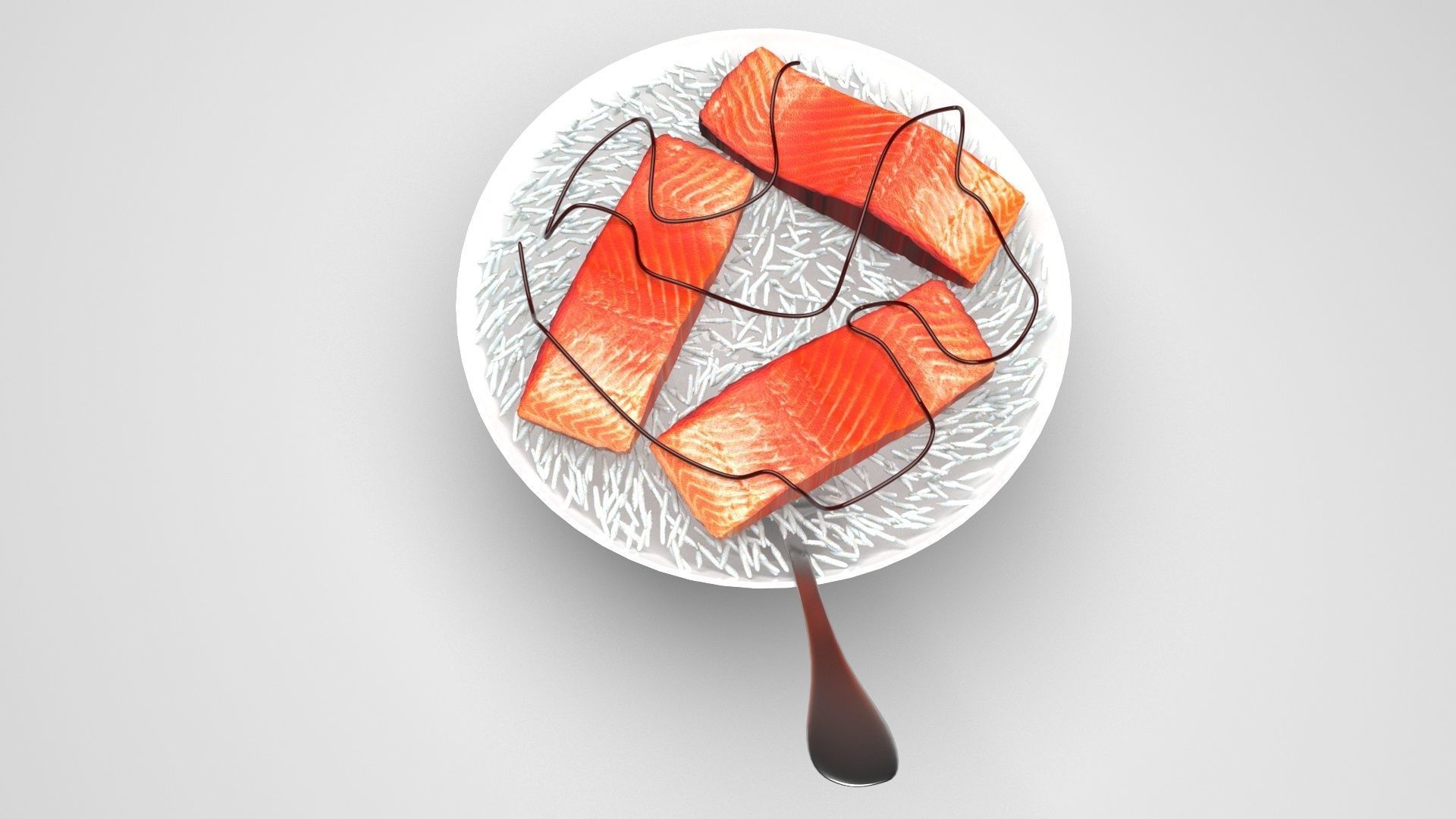 Rice With Salmon Fishes 3D model_3
