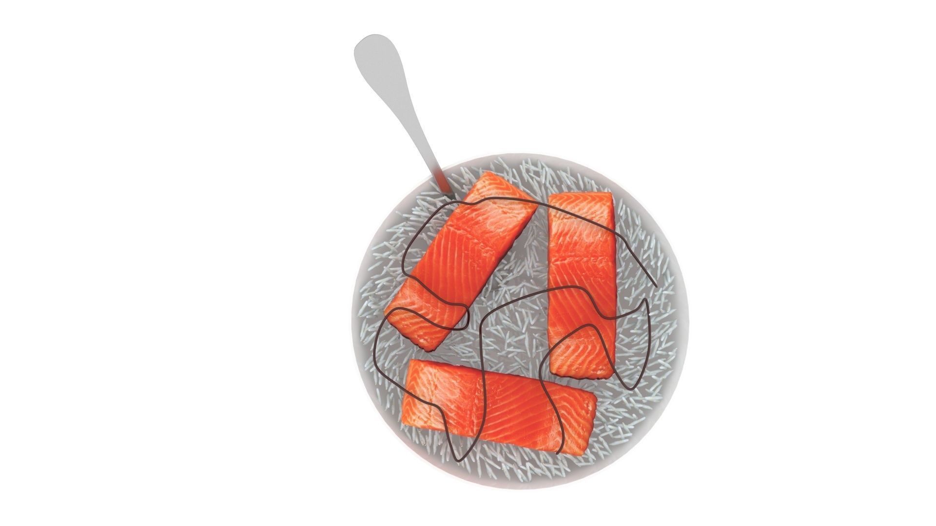 Rice With Salmon Fishes 3D model_8