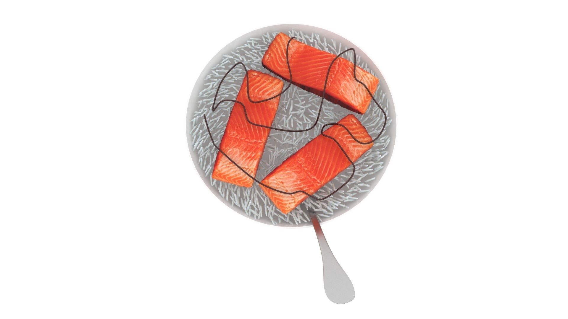 Rice With Salmon Fishes 3D model_10