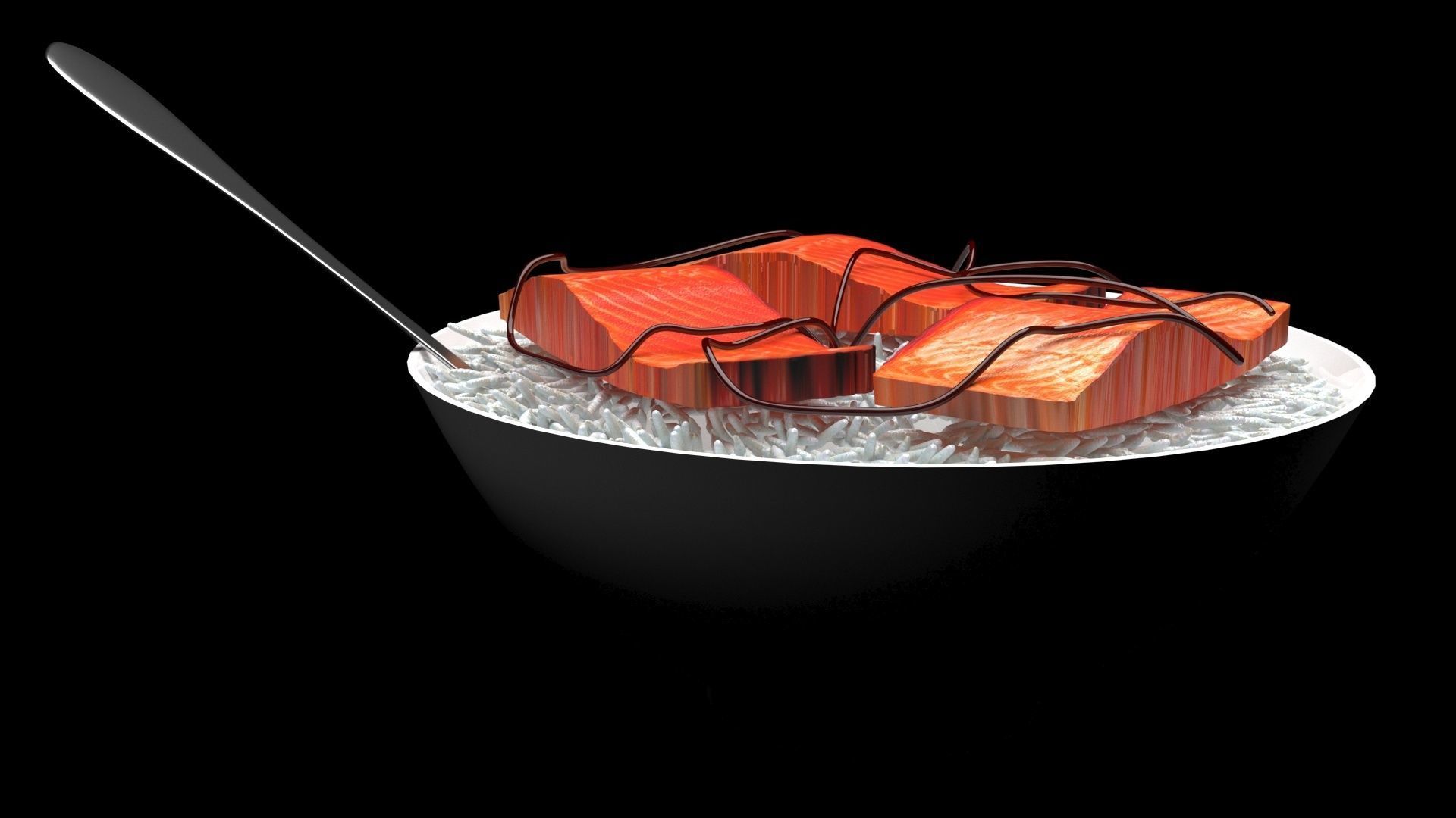 Rice With Salmon Fishes 3D model_6