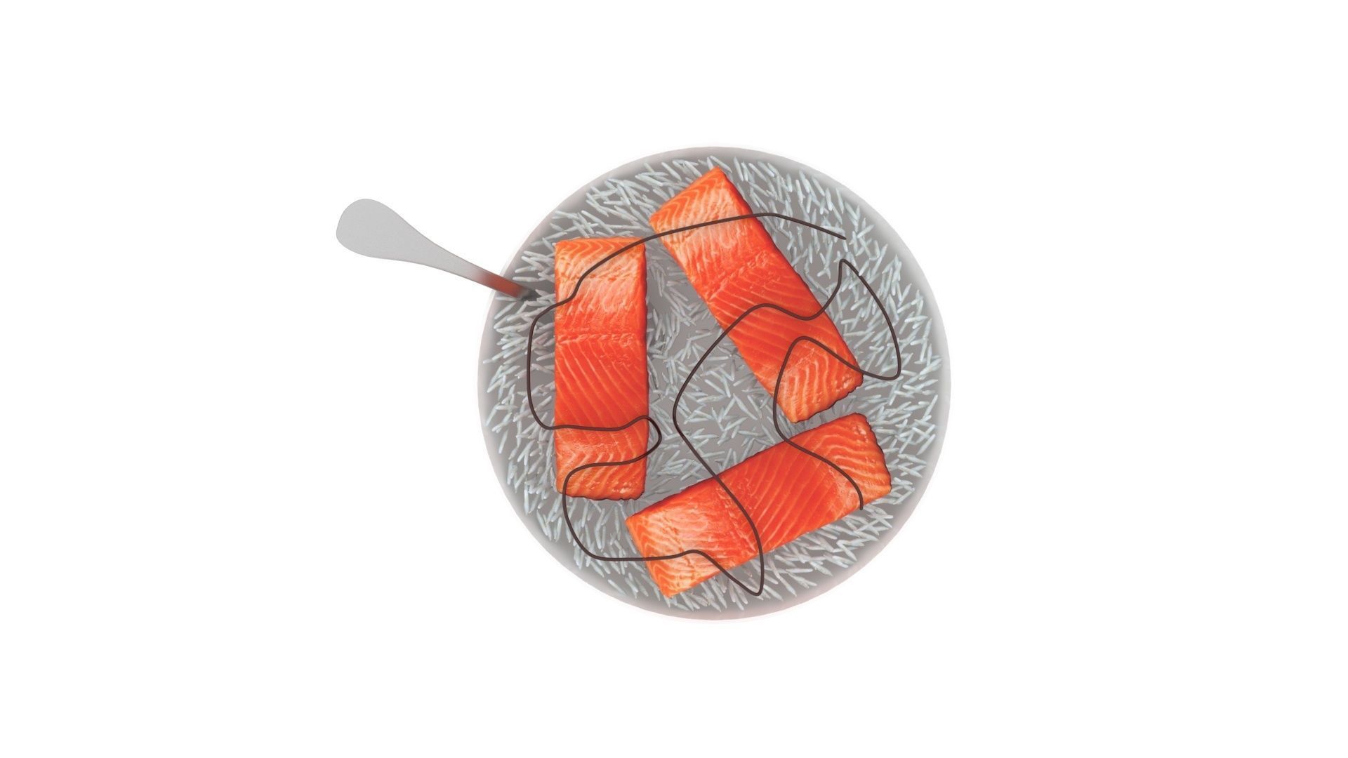 Rice With Salmon Fishes 3D model_13