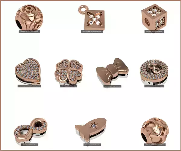 10 Light Charm Pendant Necklace 3D Model Collection