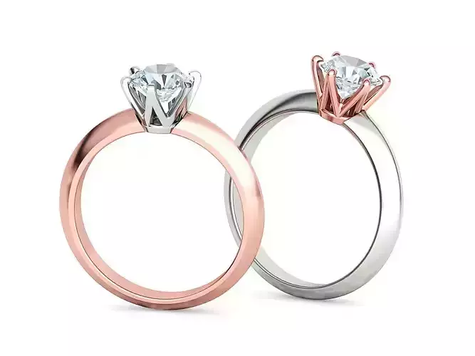 Crown Head 1ct Diamond Solitaires 6 point setting TWO RINGS 
