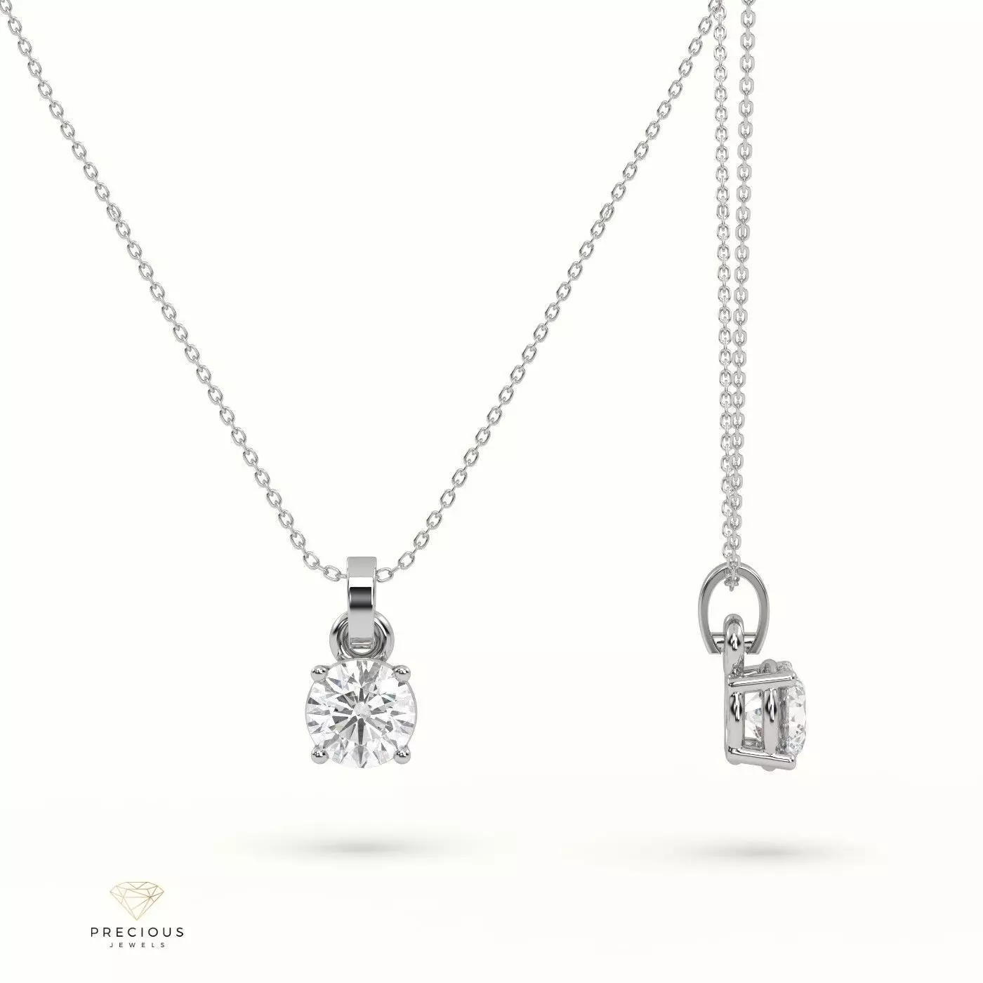 Solitaire Pendant 4 Prongs 0-60 Ct incl professional renderings 3D print model_0