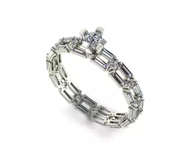 Women solitaire ring  set 3d