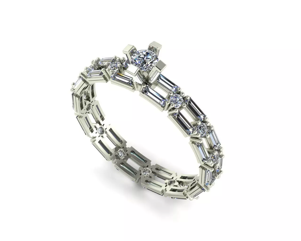 Women solitaire ring set 3d 3D print model_0