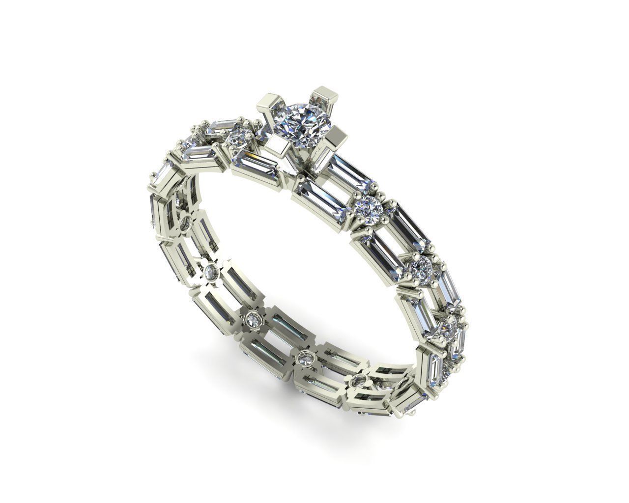 Women solitaire ring set 3d 3D print model_2