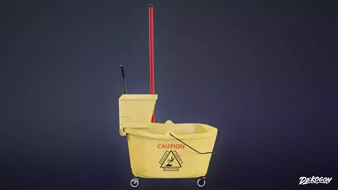 HOSPITAL - Mop and Bucket 01 - LOW POLY
