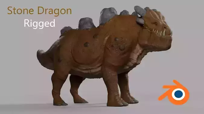 Stone Dragon Low-poly 3D model