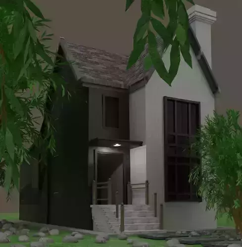 Two storey house with window Free 3D model