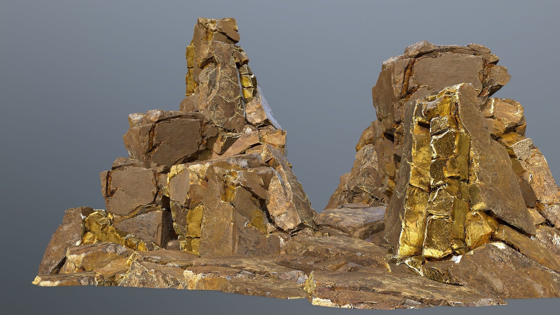 gold rocks Low-poly 3D model_1
