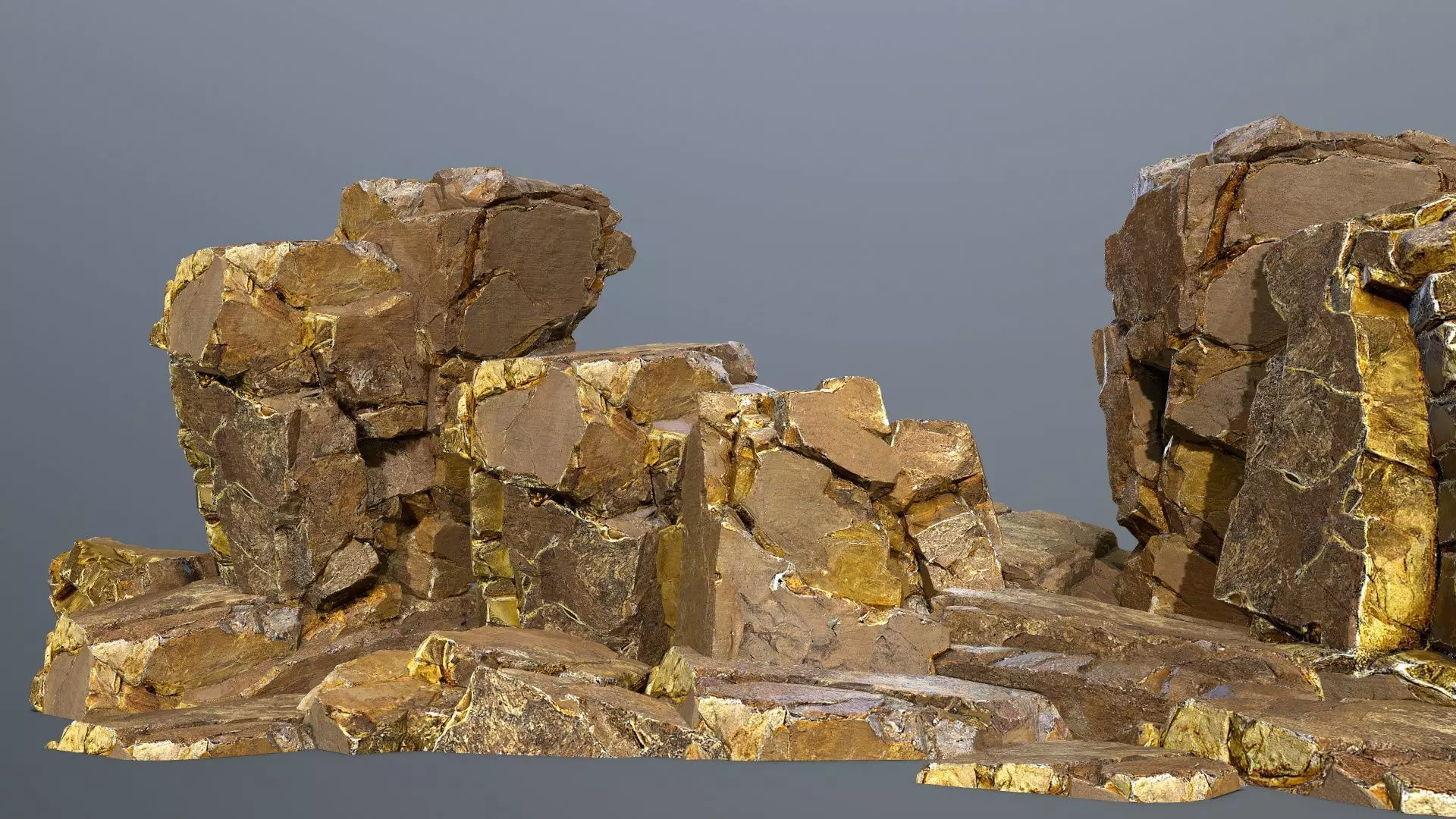 gold rocks Low-poly 3D model_0