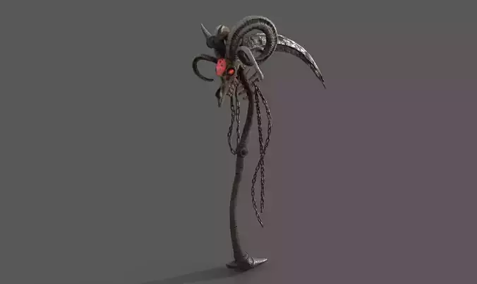 MORTUARY SCYTHE - PRINTING3D - VIDEOGAMES Low-poly 3D model