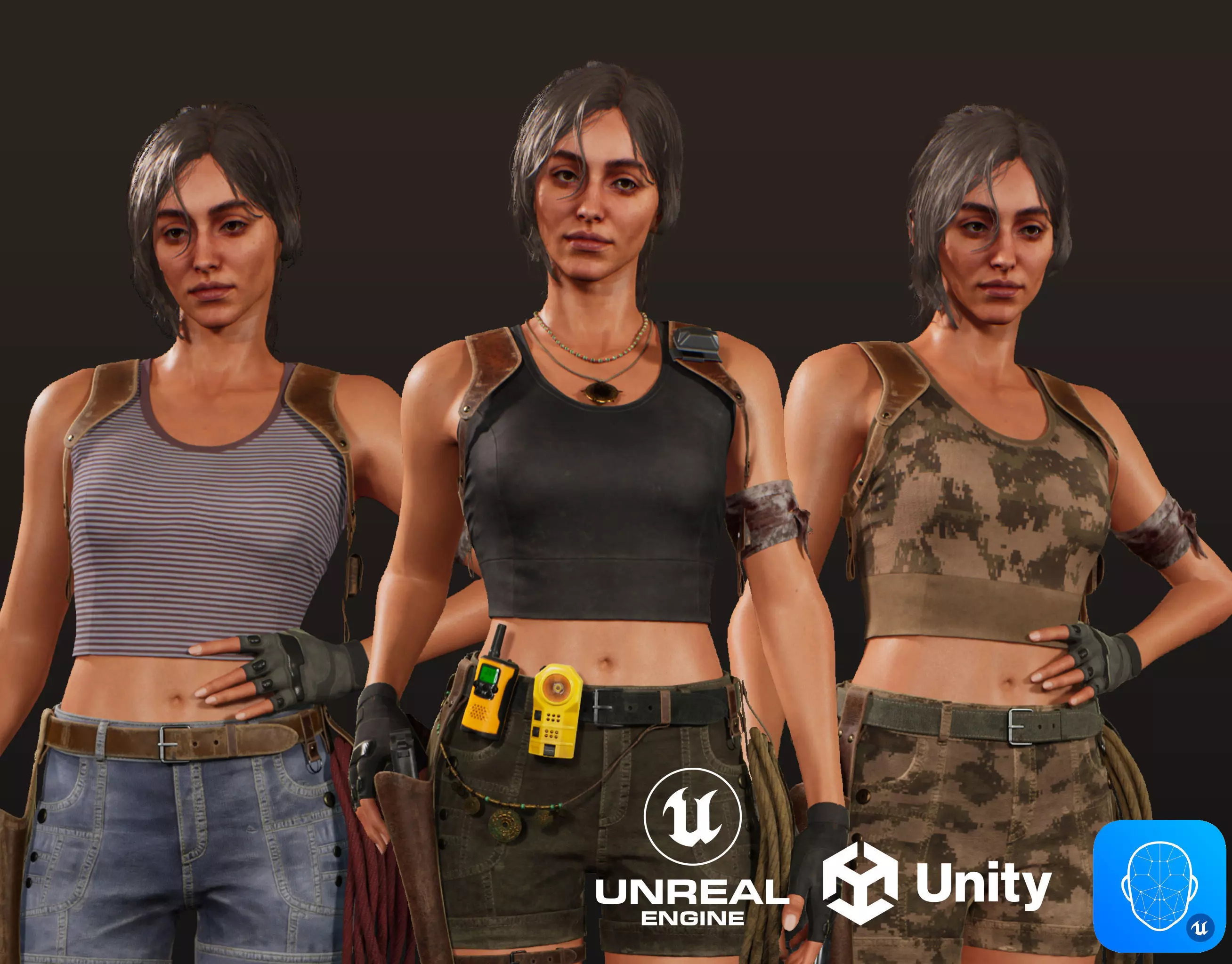 Adventure Character Eva from Pack 1 Low-poly 3D model_0