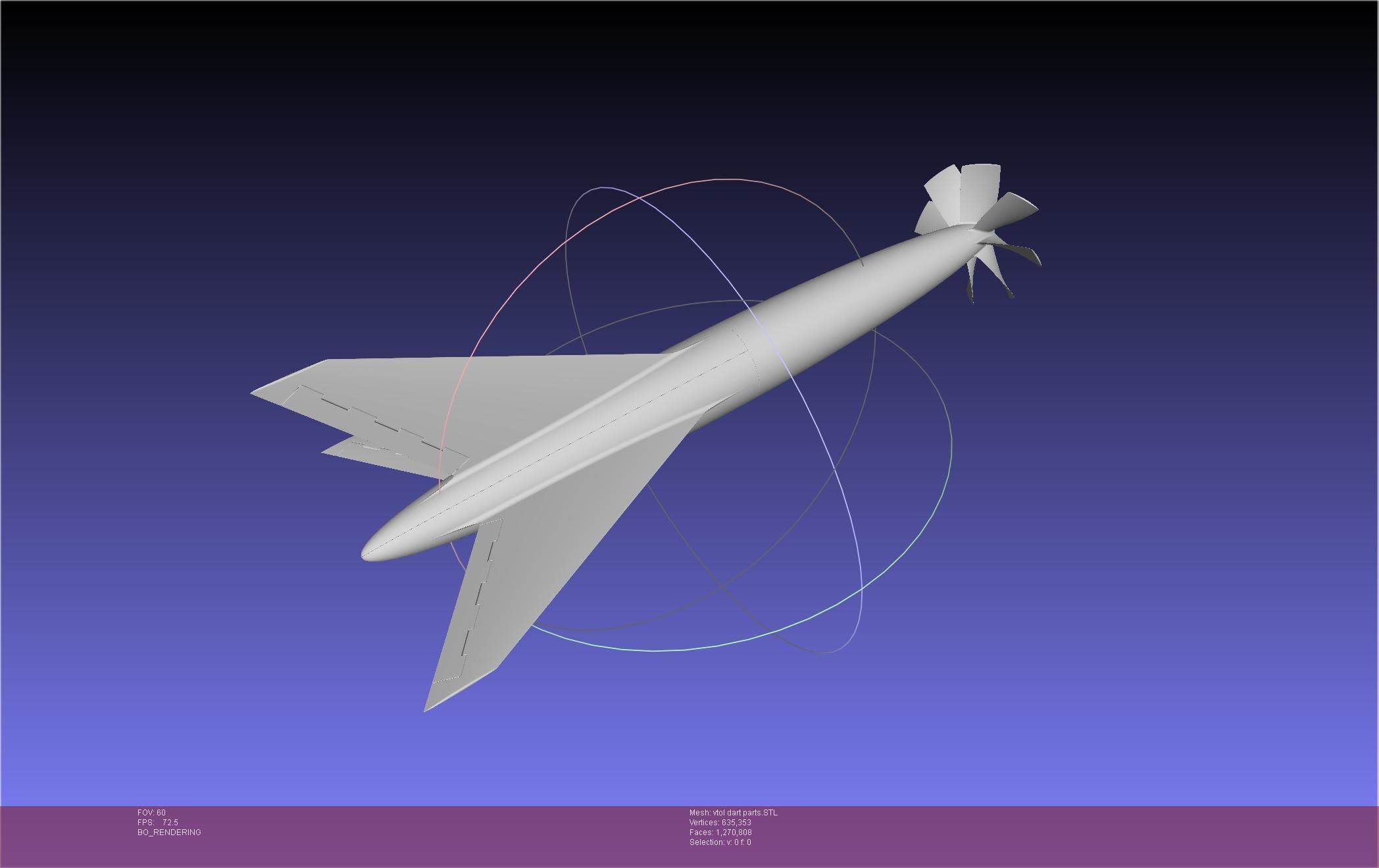Tailsitting VTOL RC Speeddart Design 3D print model_17