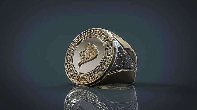 Lion Ring 5 piece puzzle gucci design  3D print model