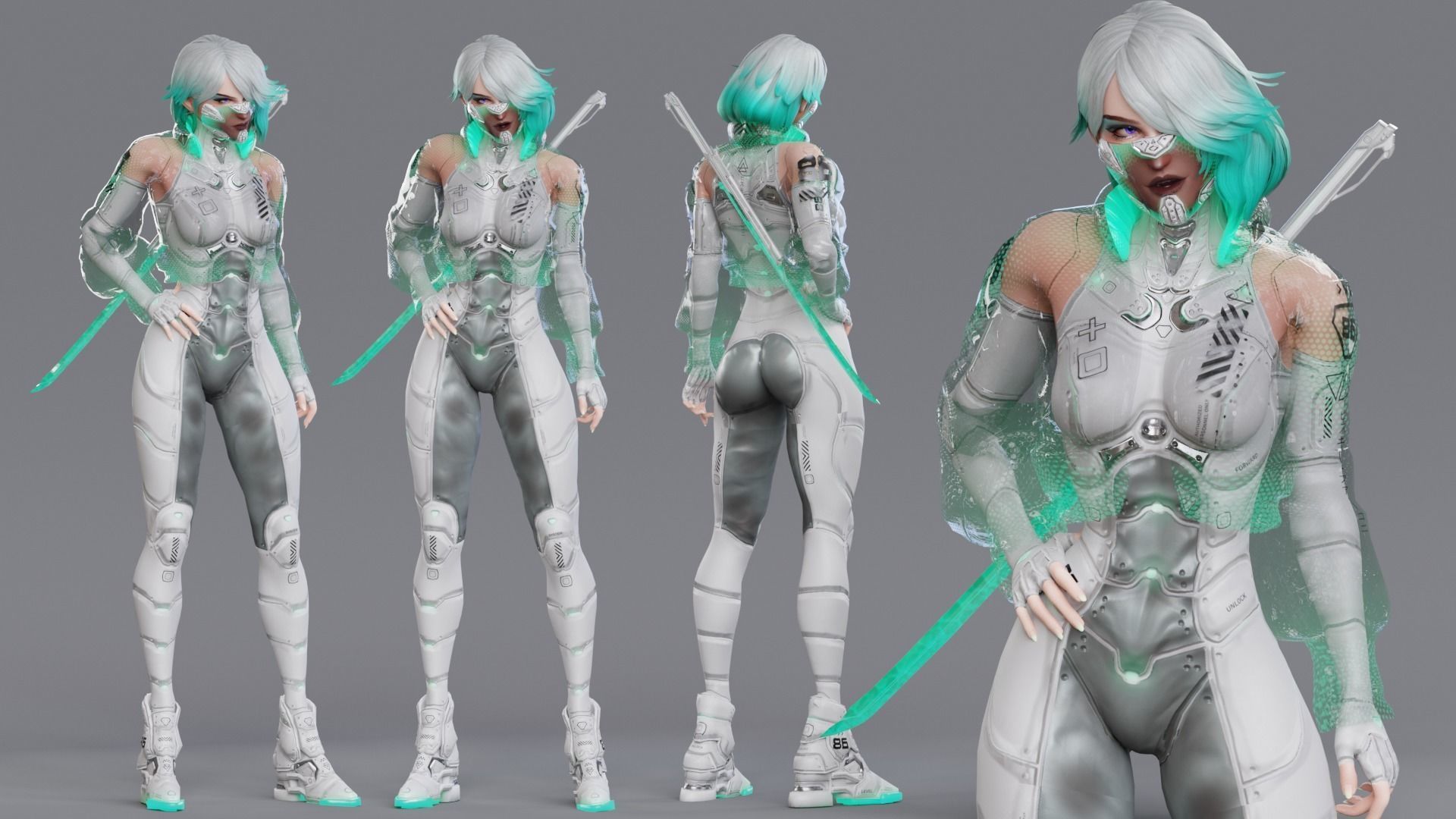  Cybernetic Princess of Ethiopia - Andromeda - Complete Editions Low-poly 3D model_14