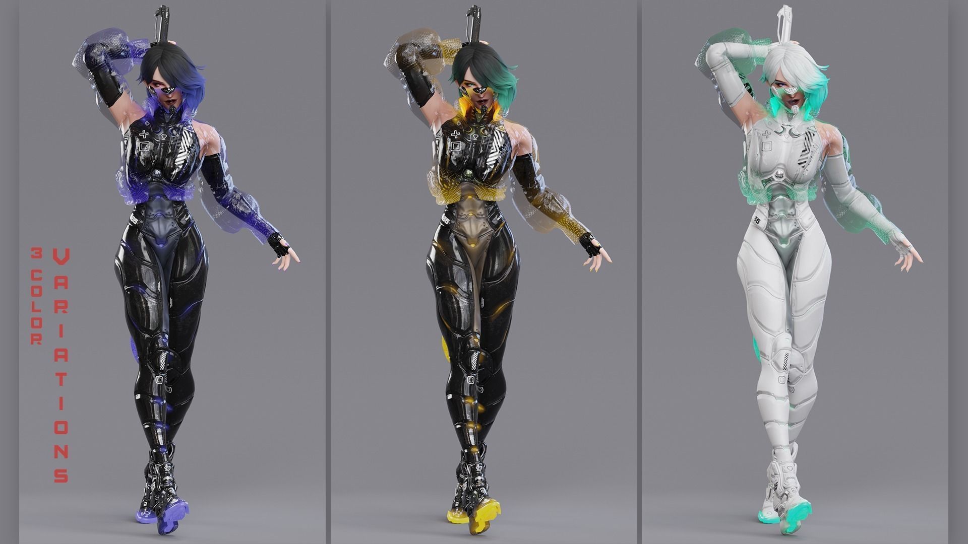  Cybernetic Princess of Ethiopia - Andromeda - Complete Editions Low-poly 3D model_11