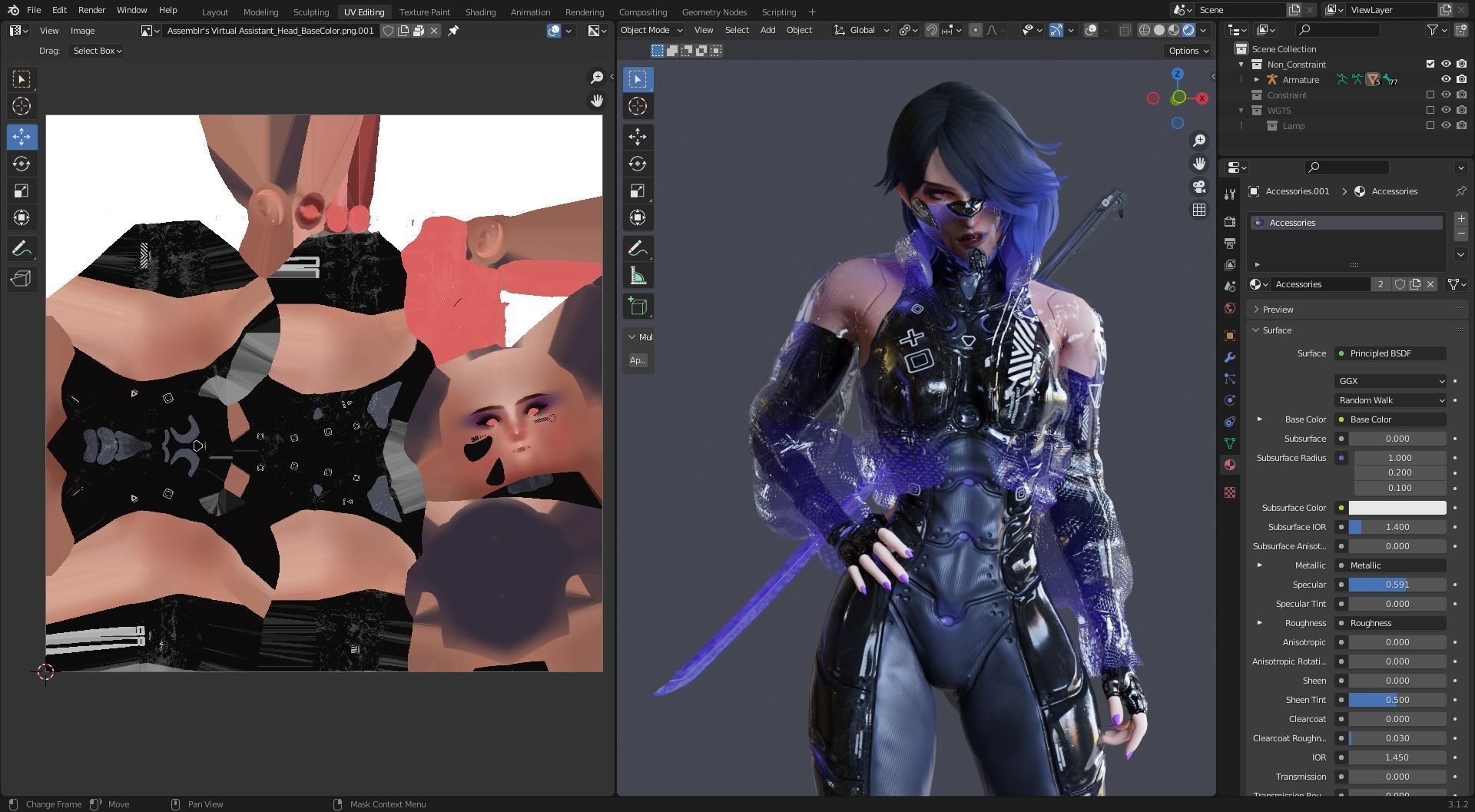  Cybernetic Princess of Ethiopia - Andromeda - Complete Editions Low-poly 3D model_23