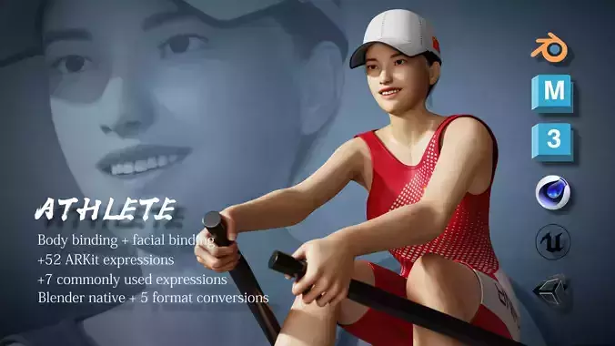 Original rowing athletes canoeing athletes female athletes 3D model