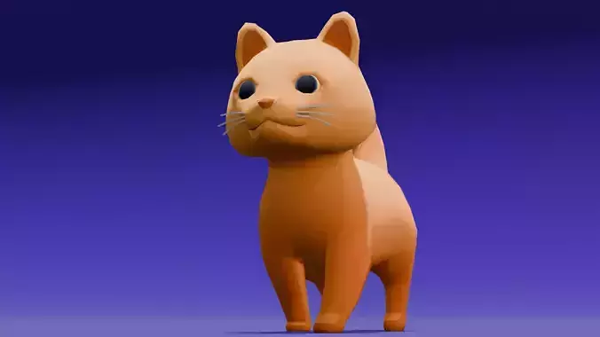 Cartoon Cat Animated Rigged 3D Model