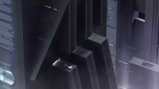 Brutalist Scifi Building  03 3D model