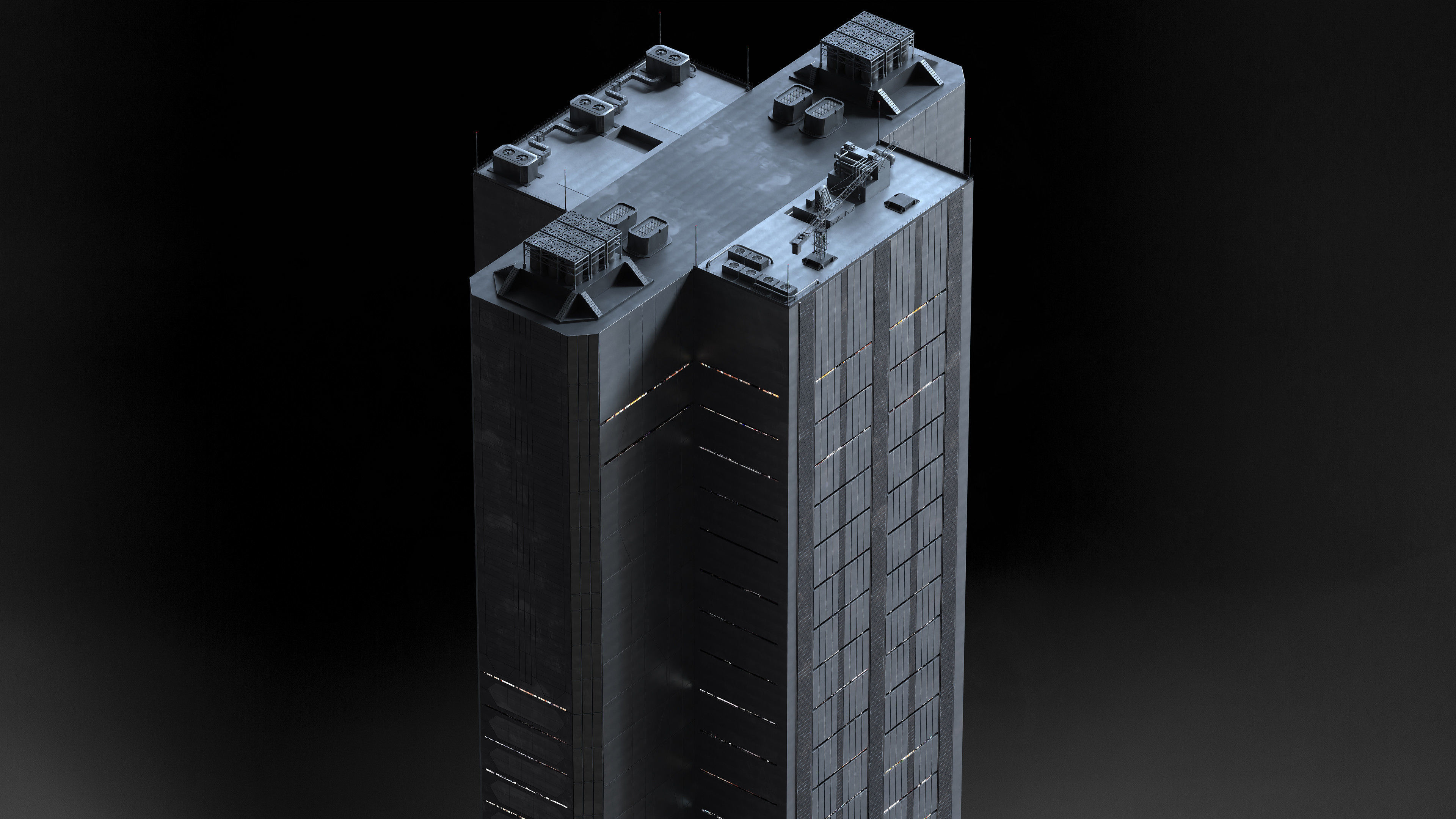 Brutalist Scifi Building  03 3D model_2