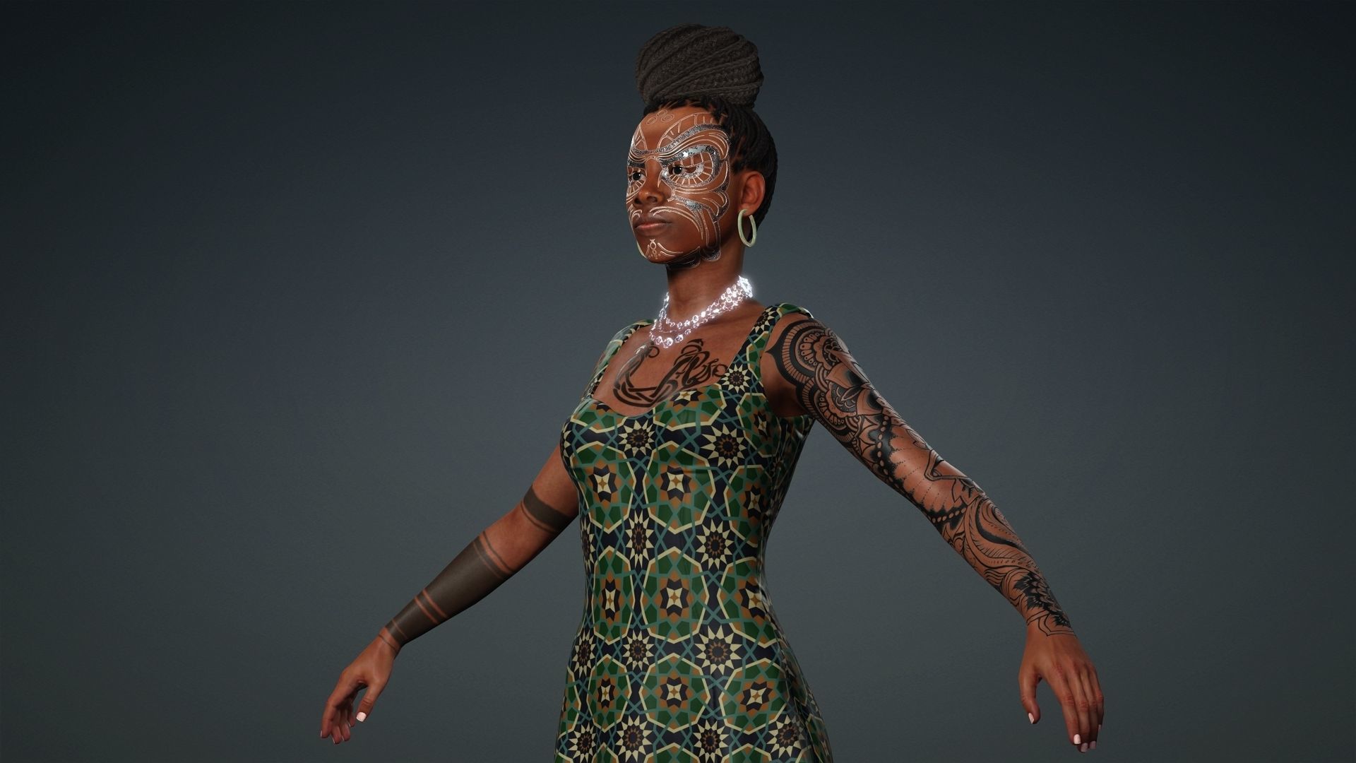 African Girl - 3D Character Model Low-poly 3D model_10