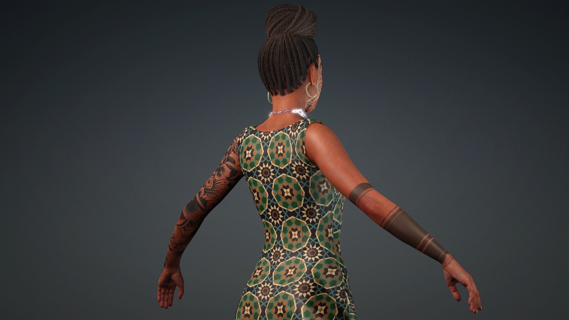 African Girl - 3D Character Model Low-poly 3D model_13