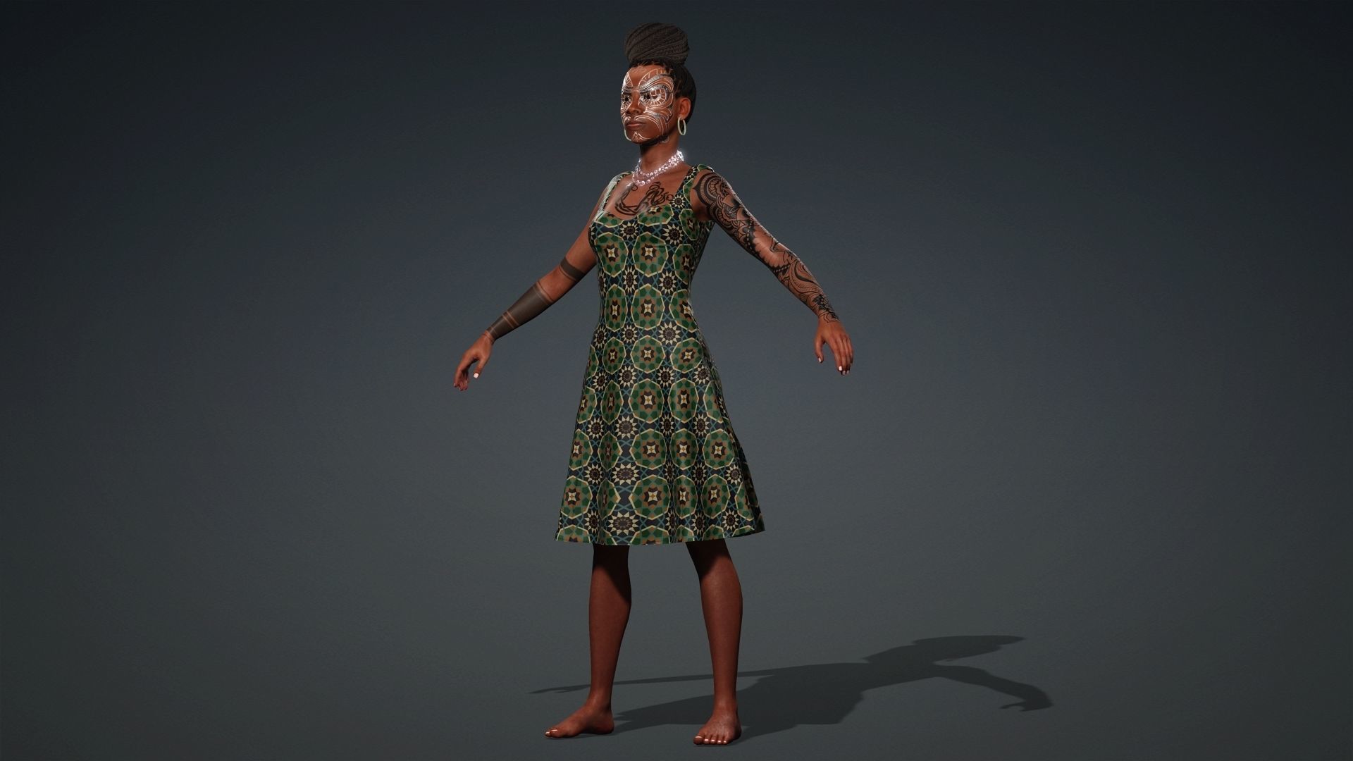 African Girl - 3D Character Model Low-poly 3D model_17
