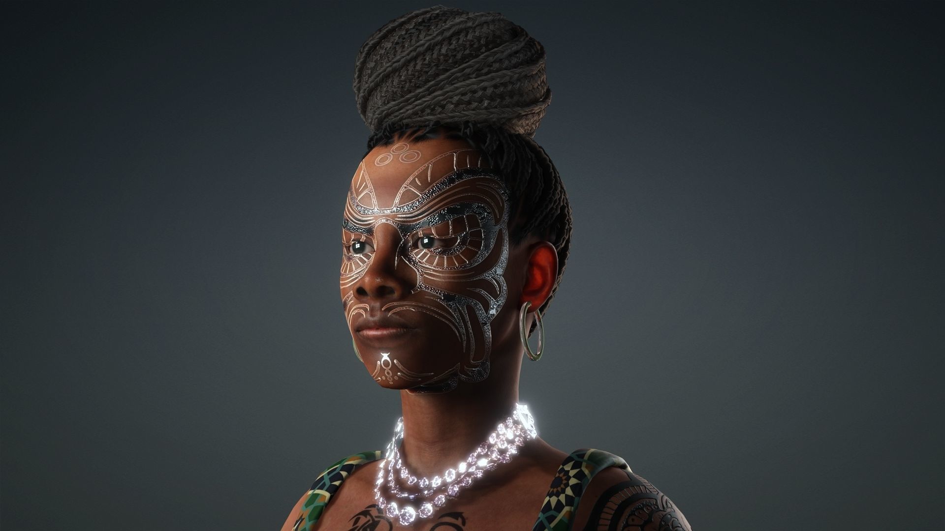 African Girl - 3D Character Model Low-poly 3D model_7