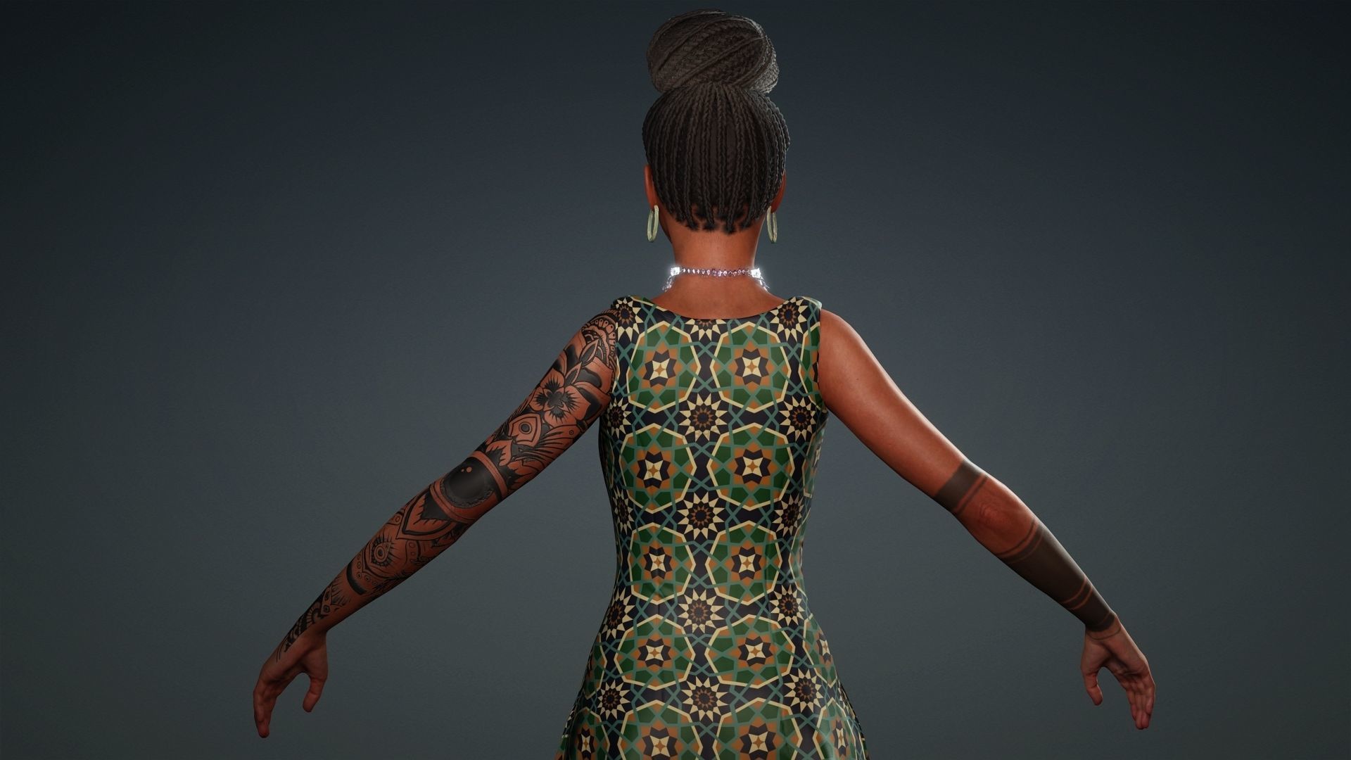 African Girl - 3D Character Model Low-poly 3D model_12