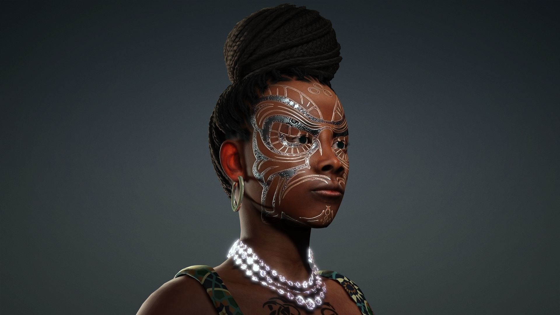 African Girl - 3D Character Model Low-poly 3D model_6