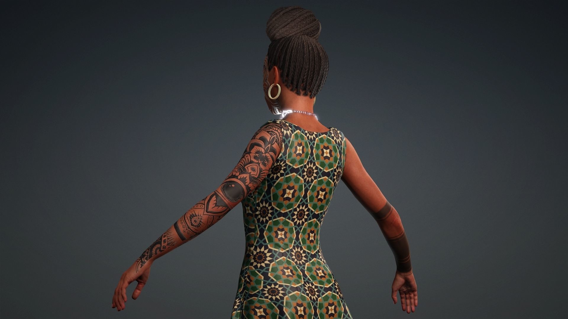 African Girl - 3D Character Model Low-poly 3D model_11