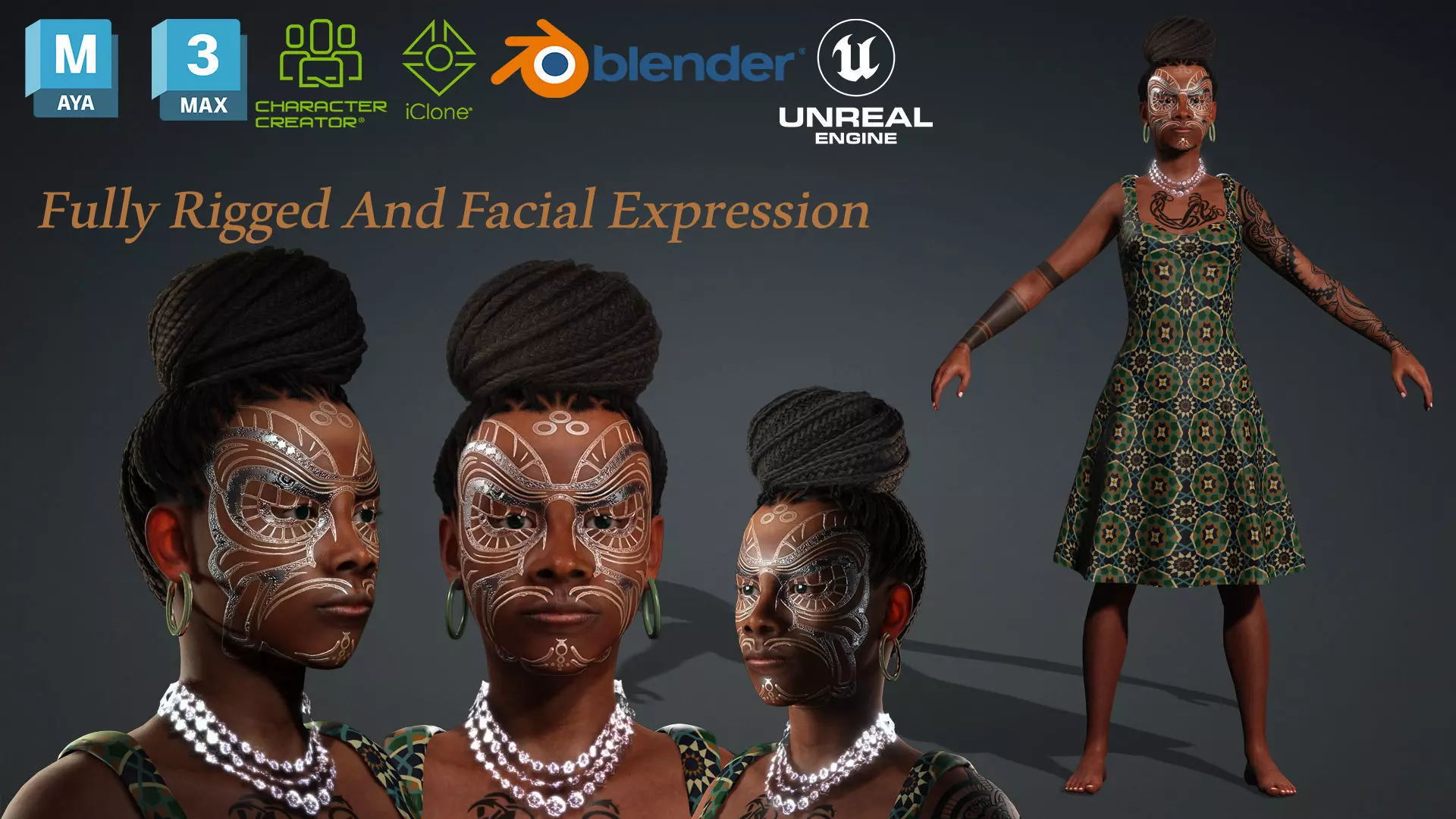 African Girl - 3D Character Model Low-poly 3D model_0