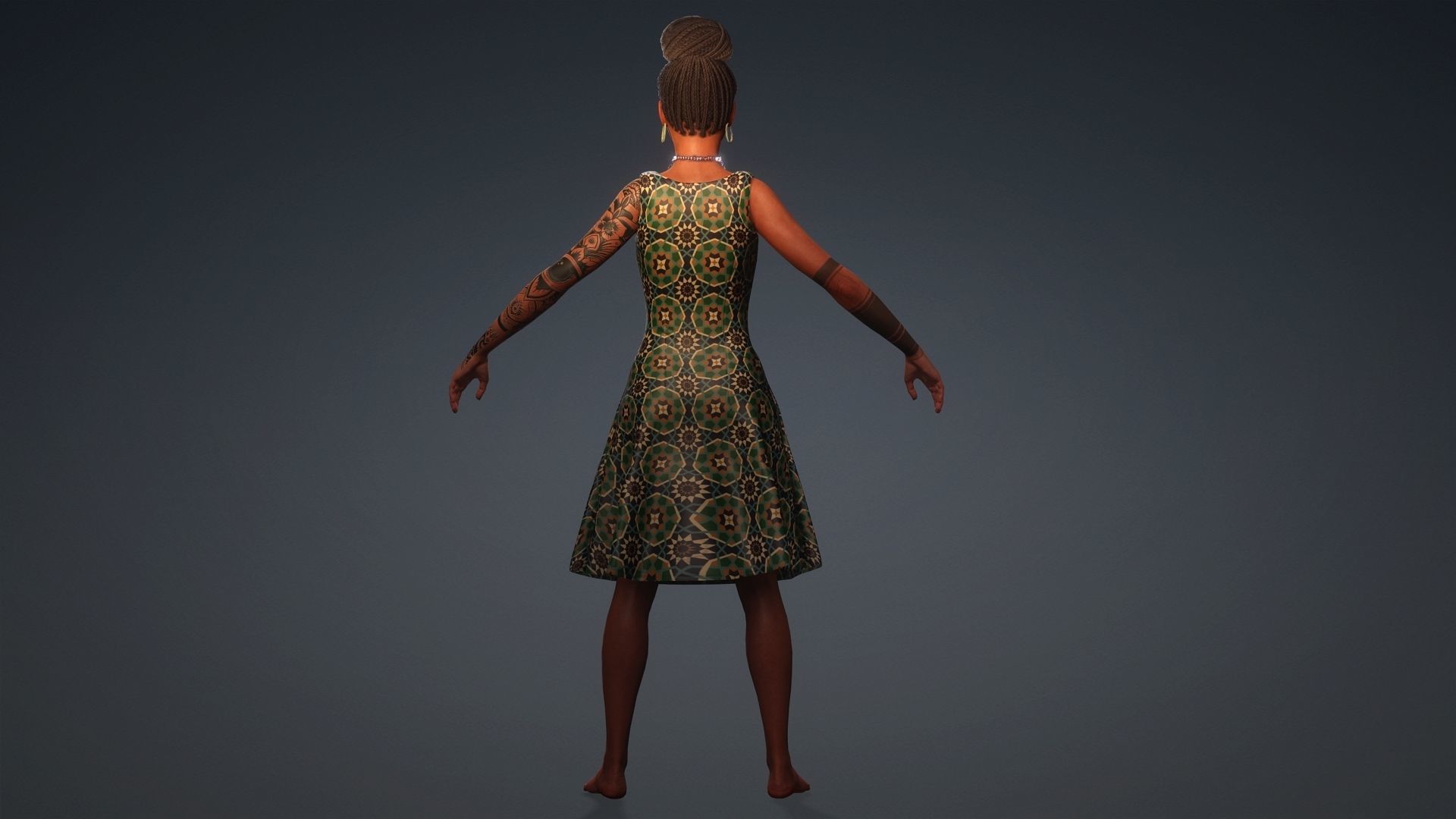 African Girl - 3D Character Model Low-poly 3D model_18