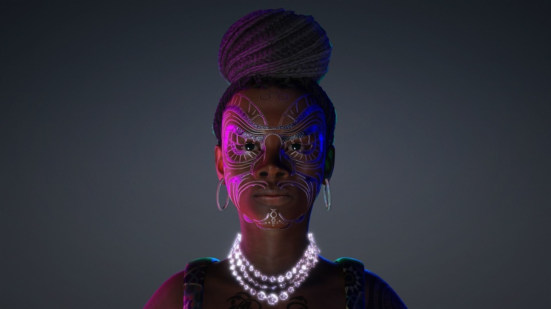 African Girl - 3D Character Model Low-poly 3D model_21