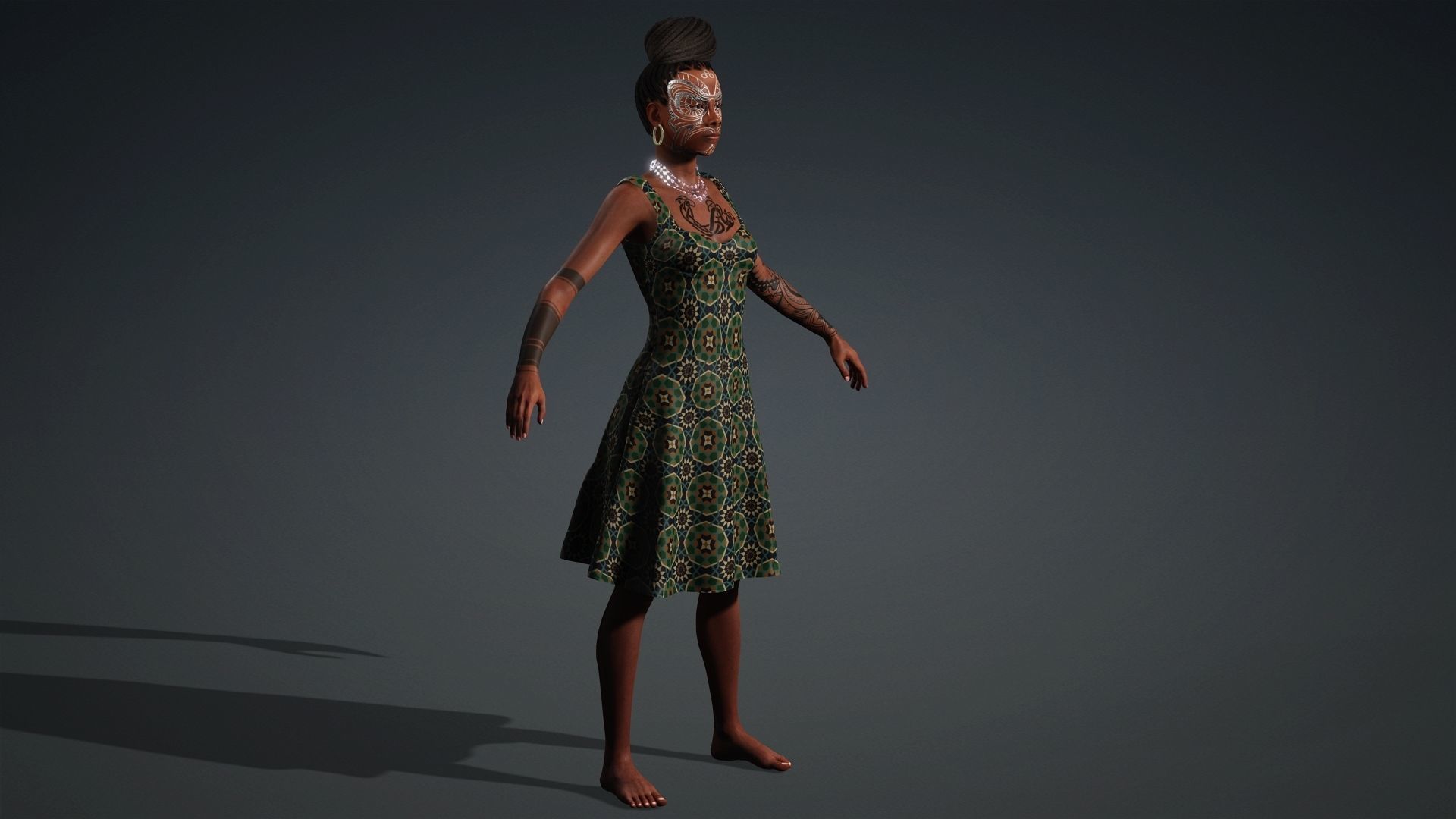 African Girl - 3D Character Model Low-poly 3D model_15