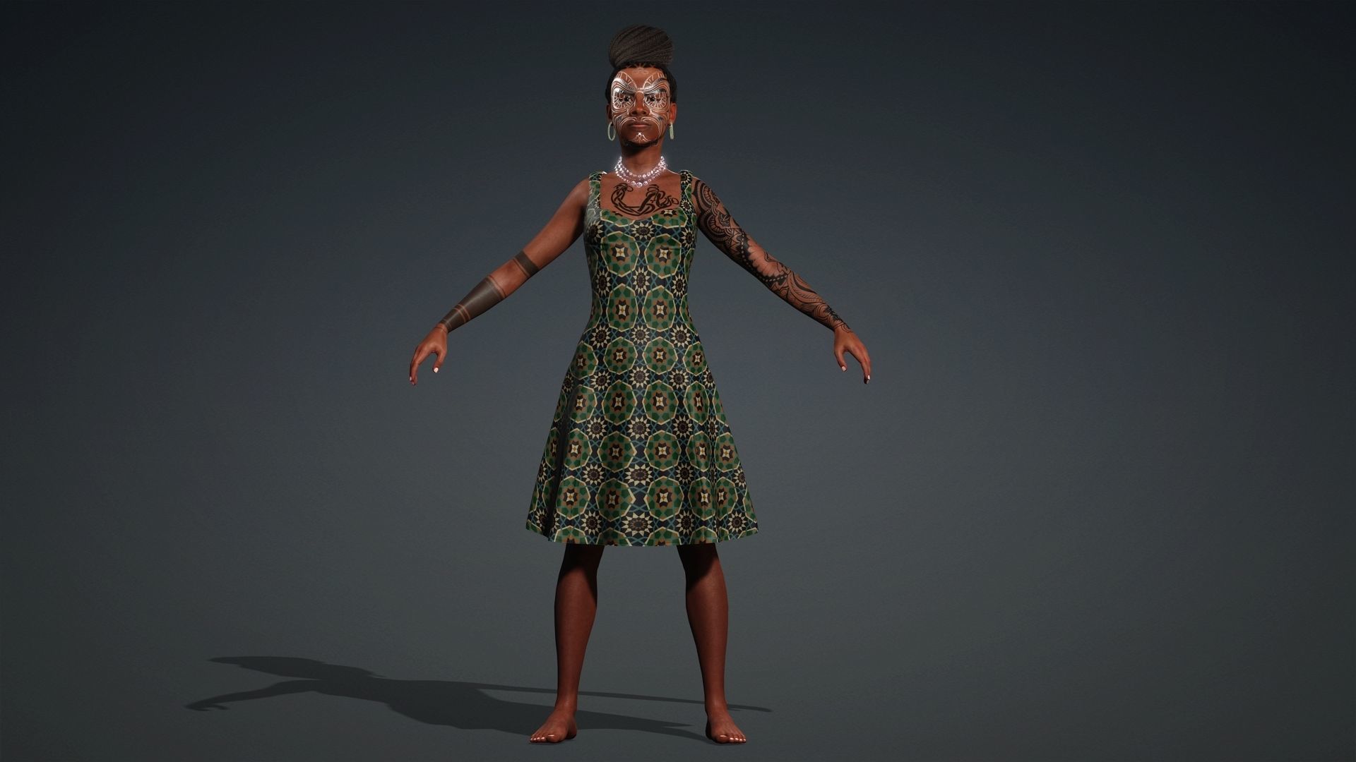 African Girl - 3D Character Model Low-poly 3D model_14