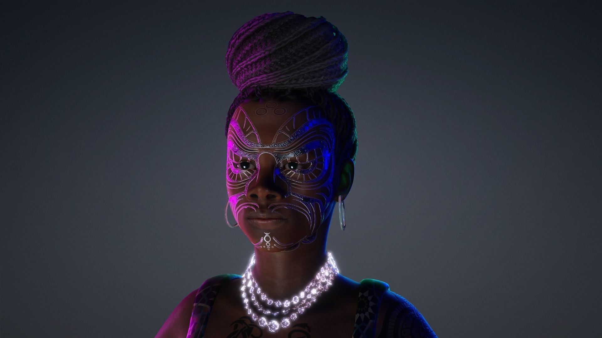 African Girl - 3D Character Model Low-poly 3D model_19