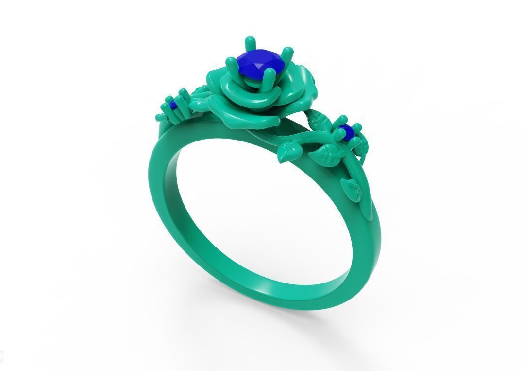 Flower ring 3D print model_3