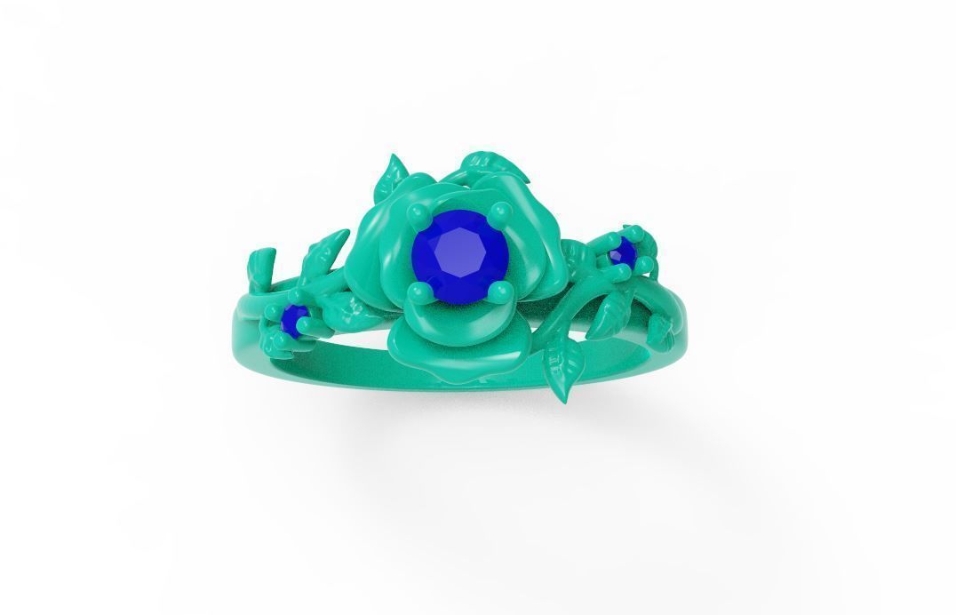 Flower ring 3D print model_4