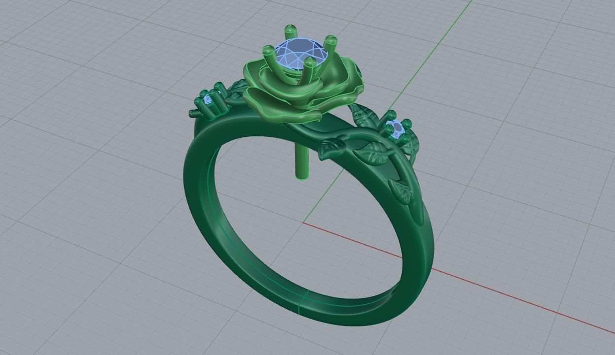 Flower ring 3D print model_1