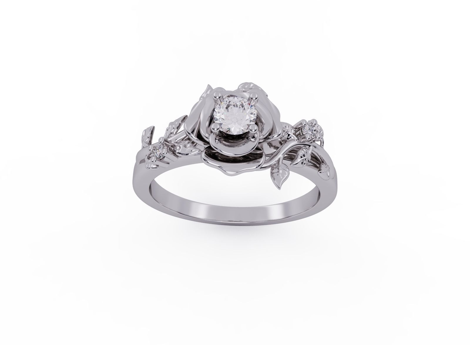 Flower ring 3D print model_7