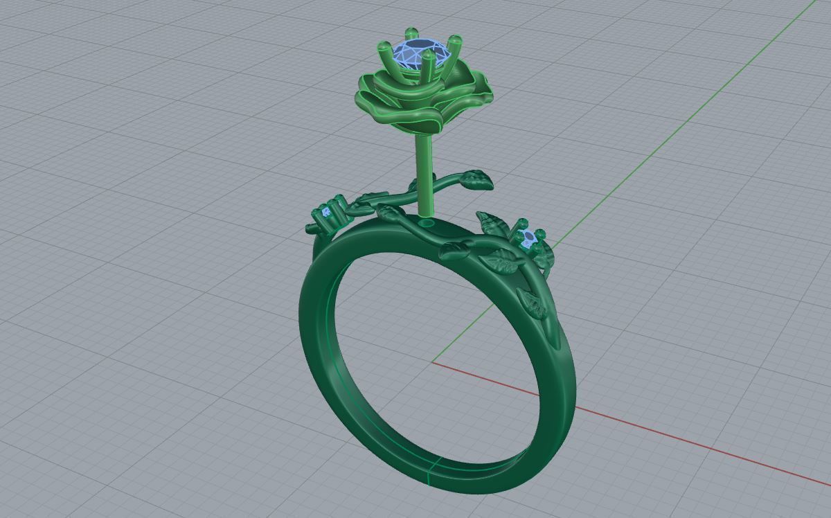 Flower ring 3D print model_2
