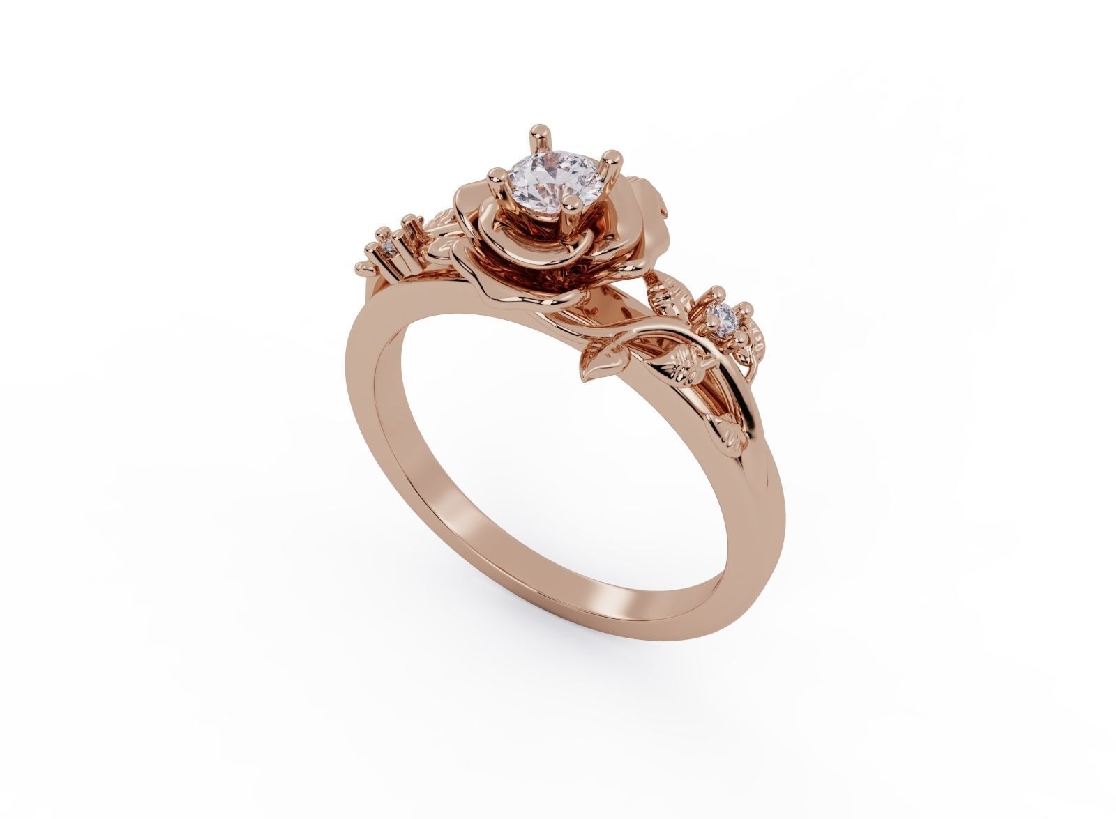 Flower ring 3D print model_5