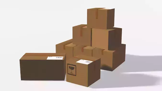 Packages Low-poly 3D model
