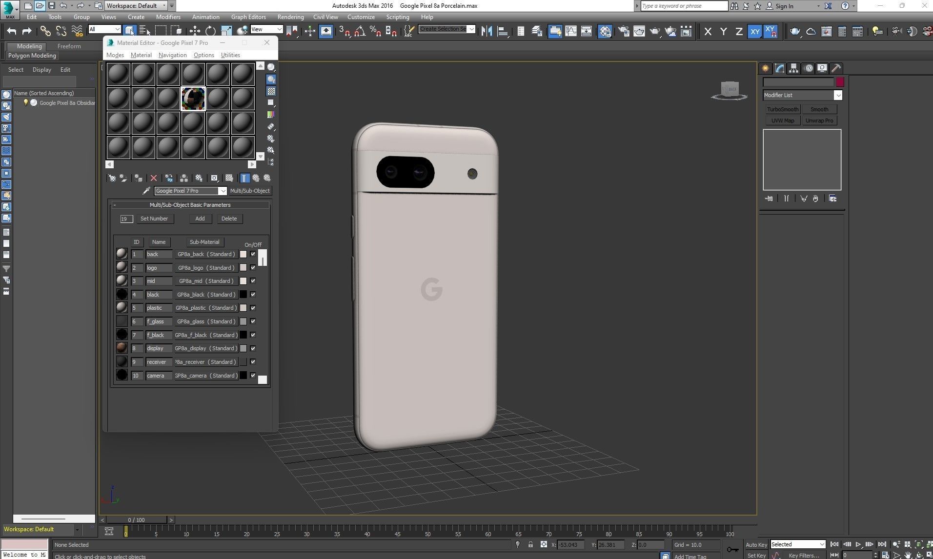 Google Pixel 8a Porcelain Low-poly 3D model_33