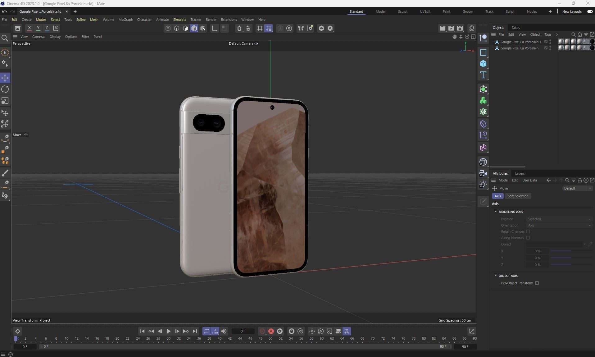 Google Pixel 8a Porcelain Low-poly 3D model_26