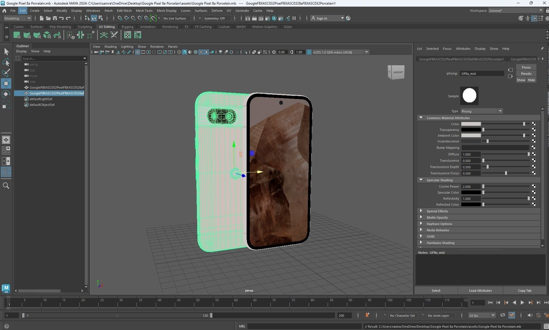 Google Pixel 8a Porcelain Low-poly 3D model_34